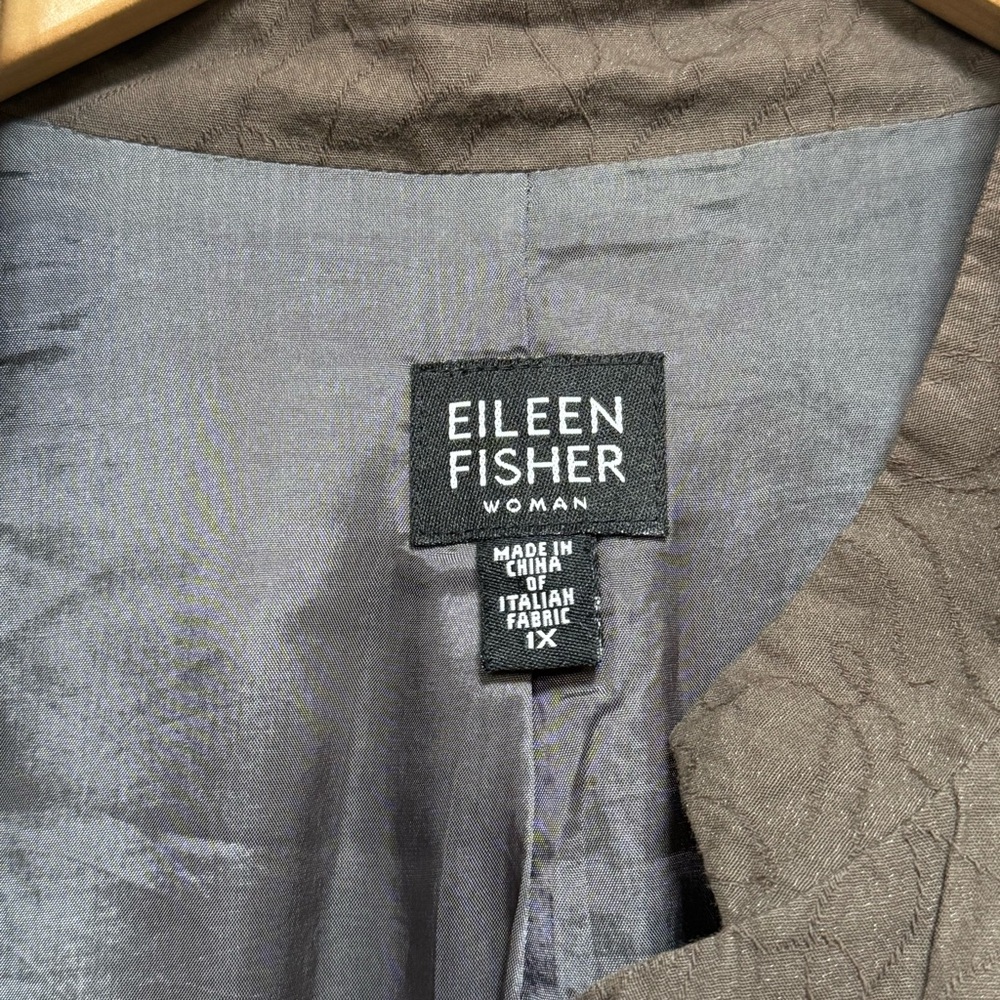 Eileen Fisher Brown Kimono Cotton Jacket - Picture 3 of 12
